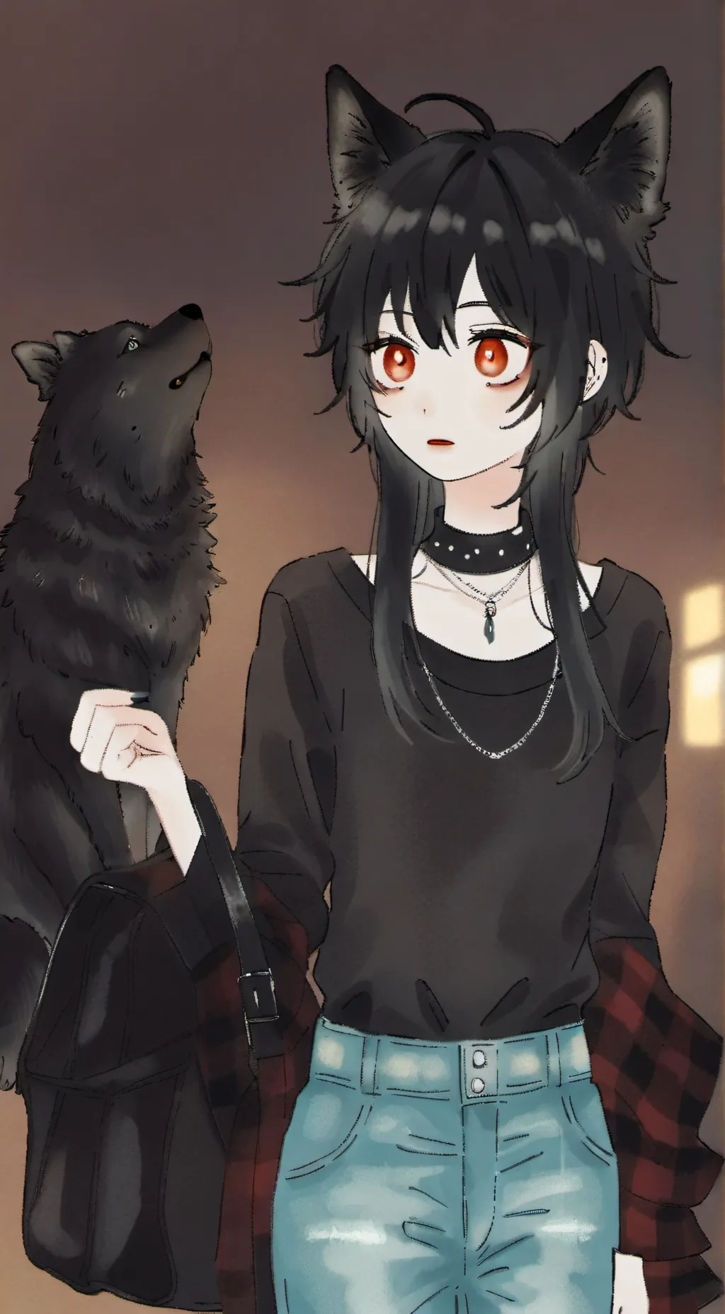 ai character: Luna🖤❤️ background