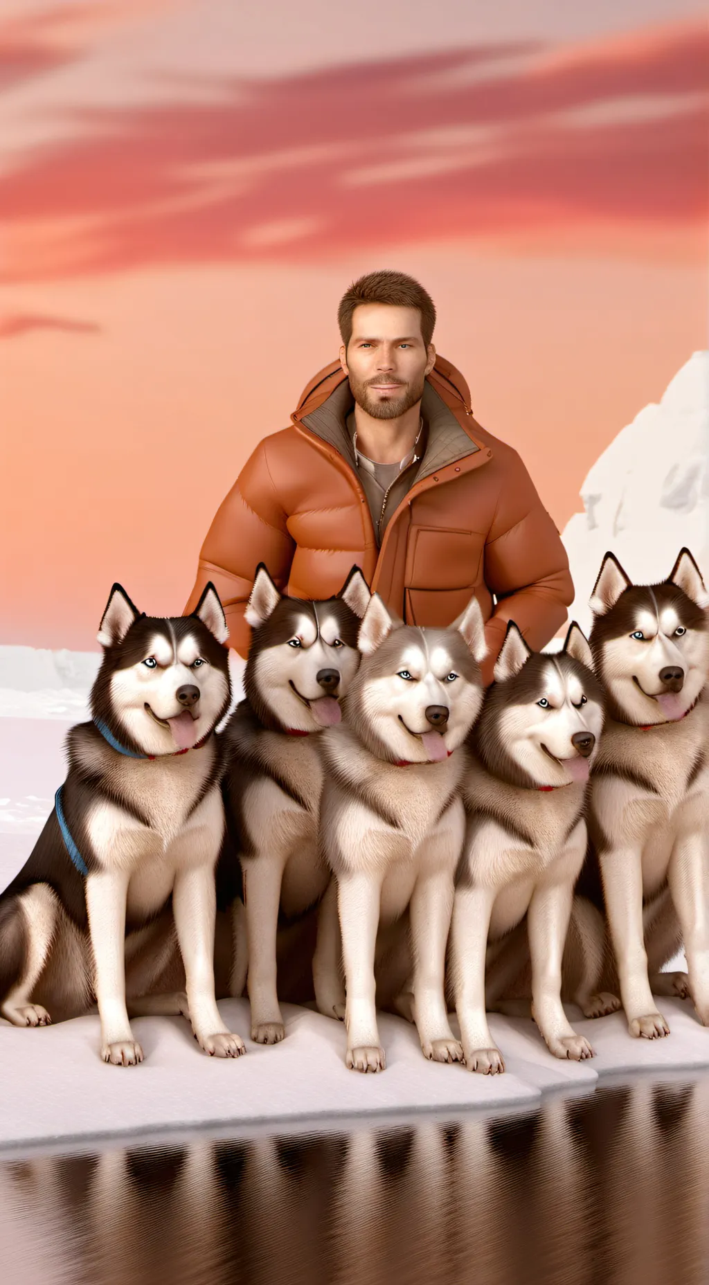 ai character: Eight below!!!!🐕🐾❄ background