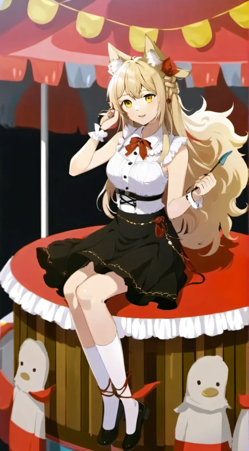 ai character: a halg wolf girl background