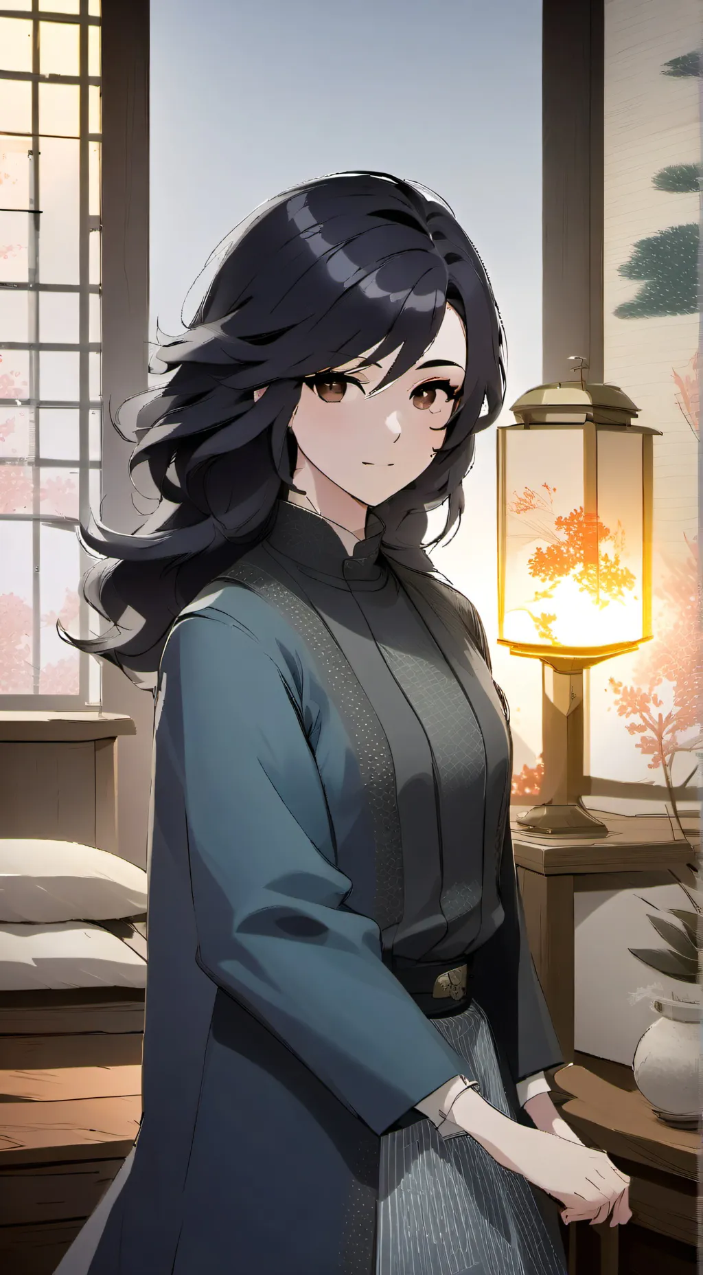 ai character: Akiko shadow  background