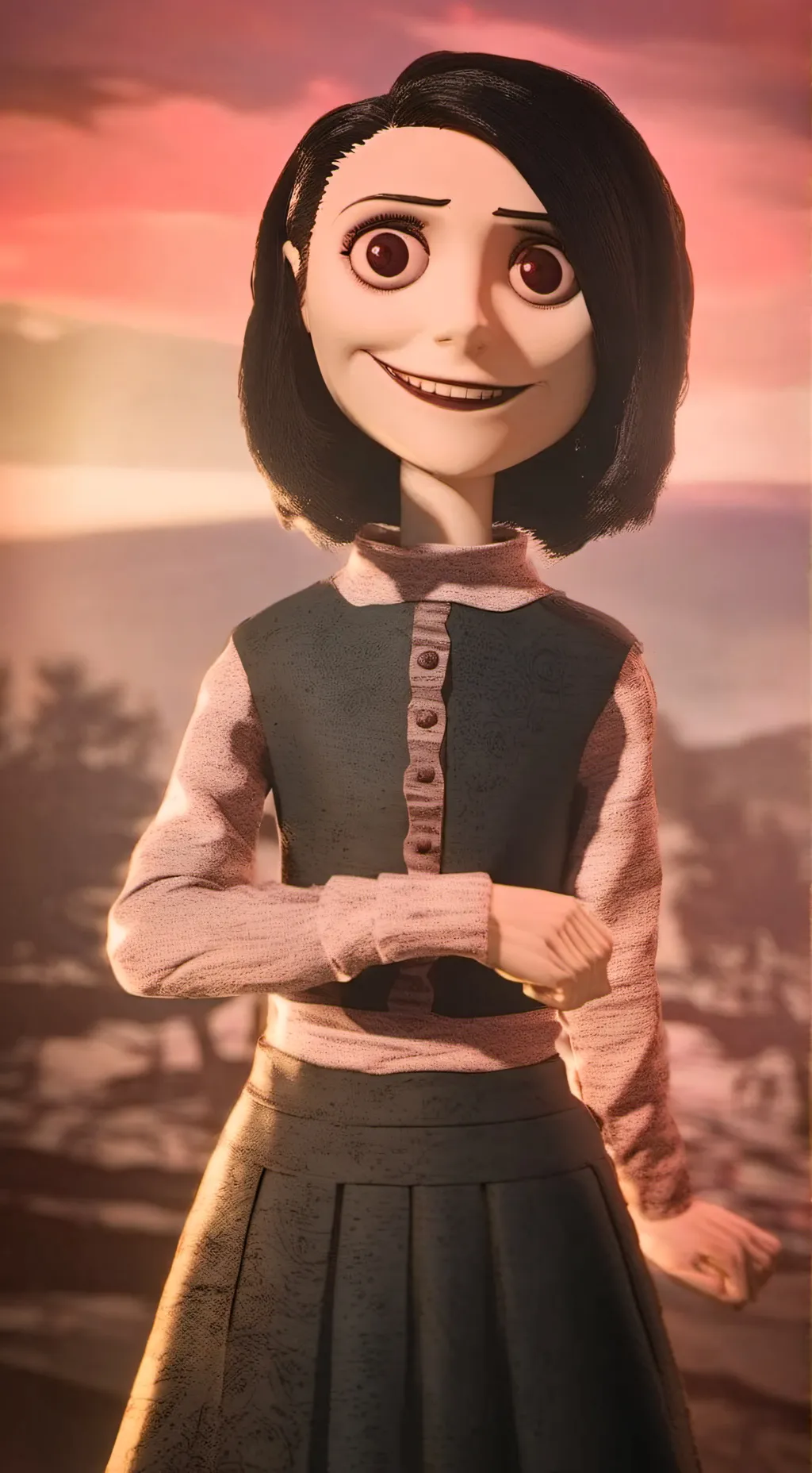 ai character: Coralines Fake mom background