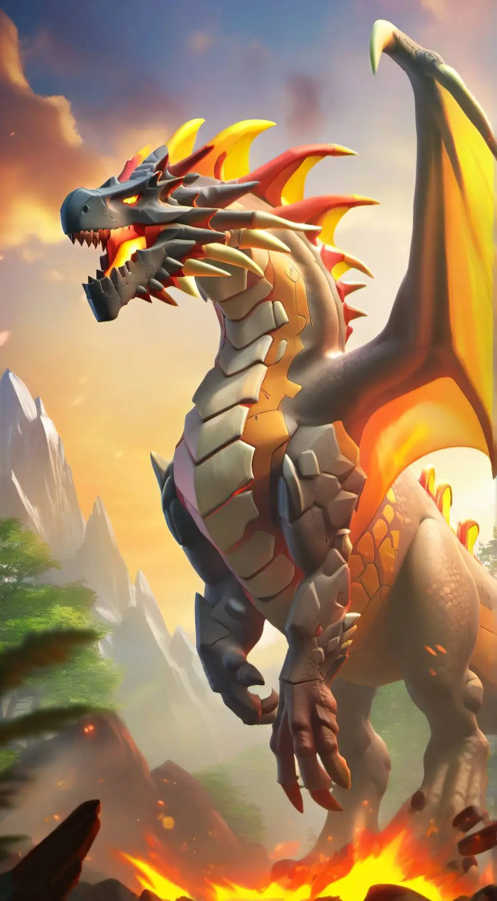 ai character: Flame background