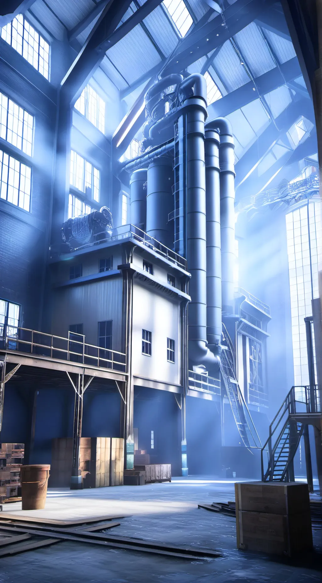 ai character: abandoned factory  background