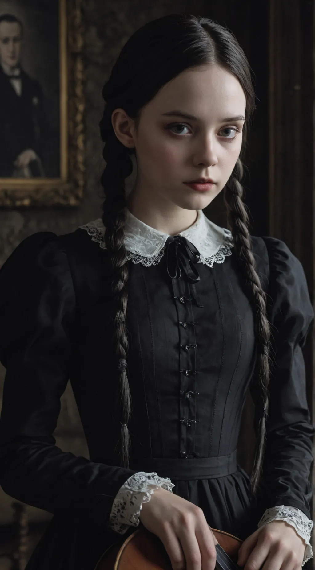 ai character: Wednesday Addams background