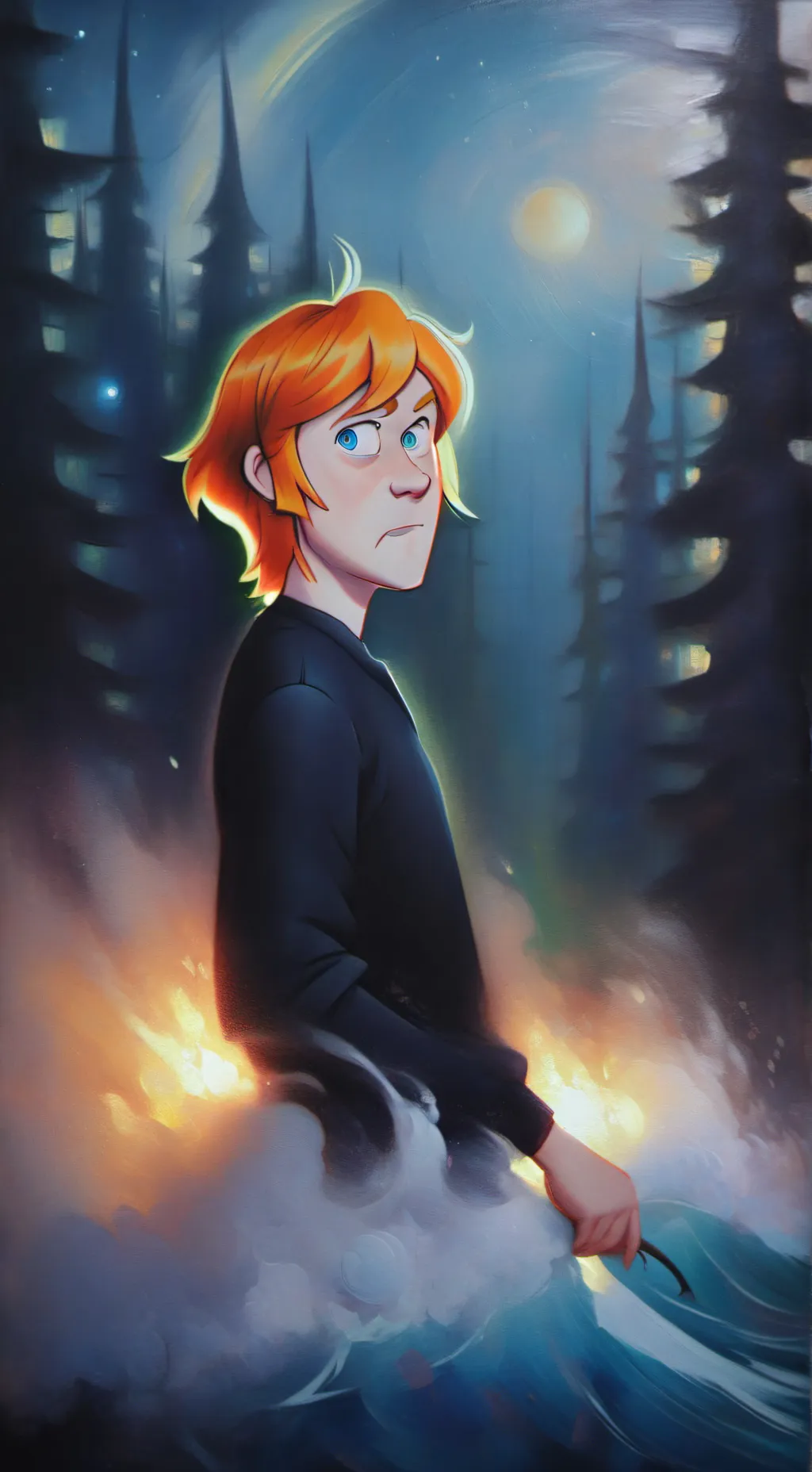 ai character: Es chico mide 1.95 background