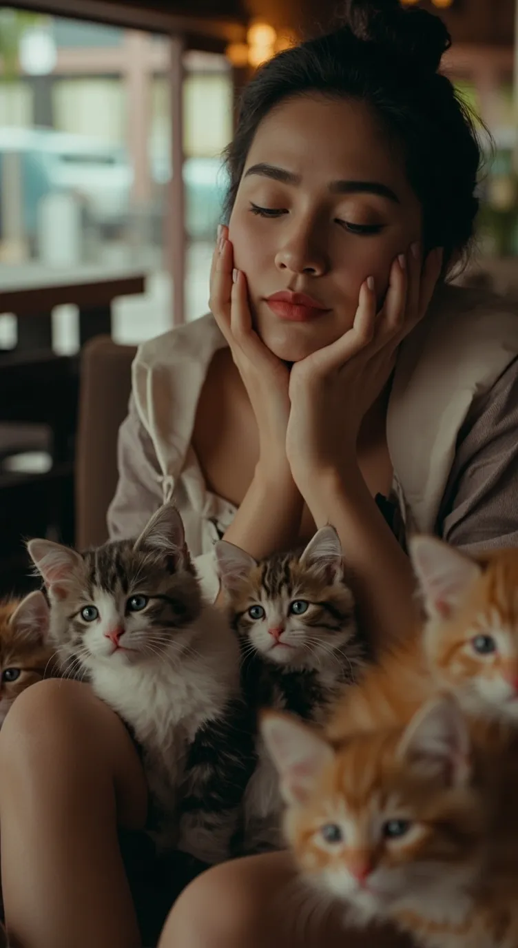 ai character: Cat cafe background