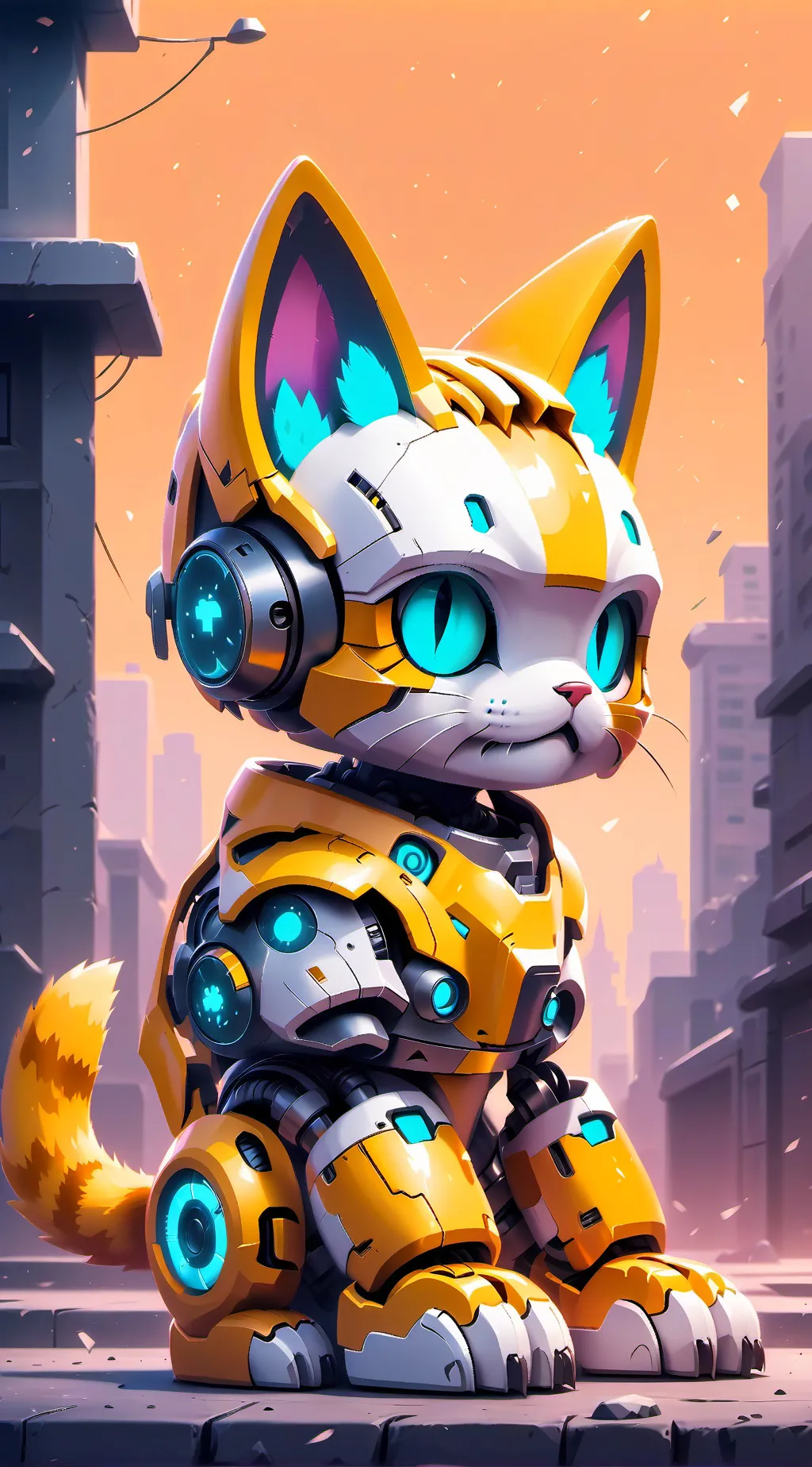 ai character: robot cat classic background