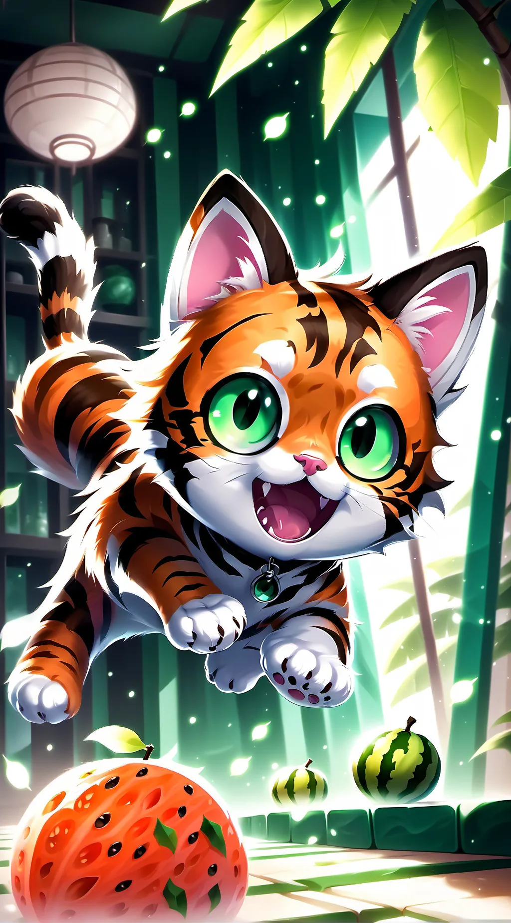 ai character: Melon Tiger Furry background
