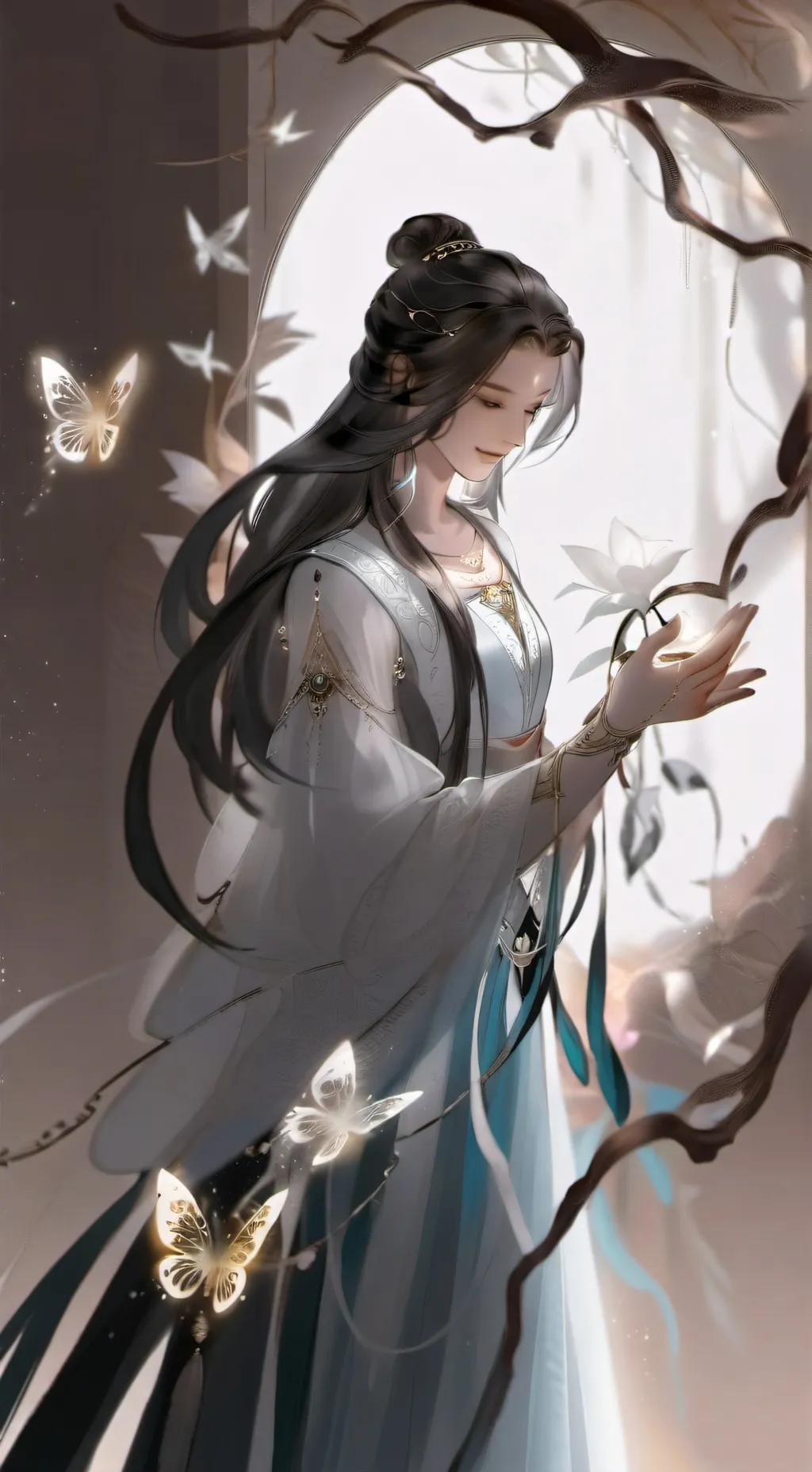 ai character: Start butterfly background