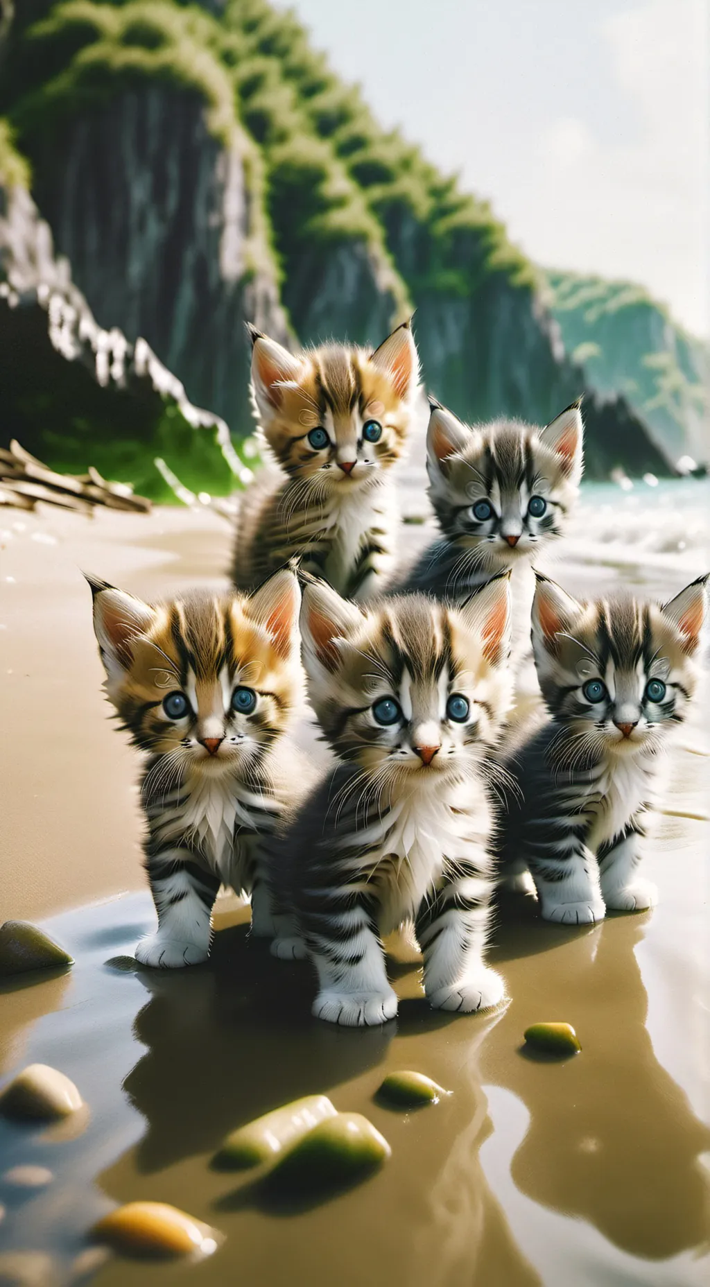 ai character: beach kittens background