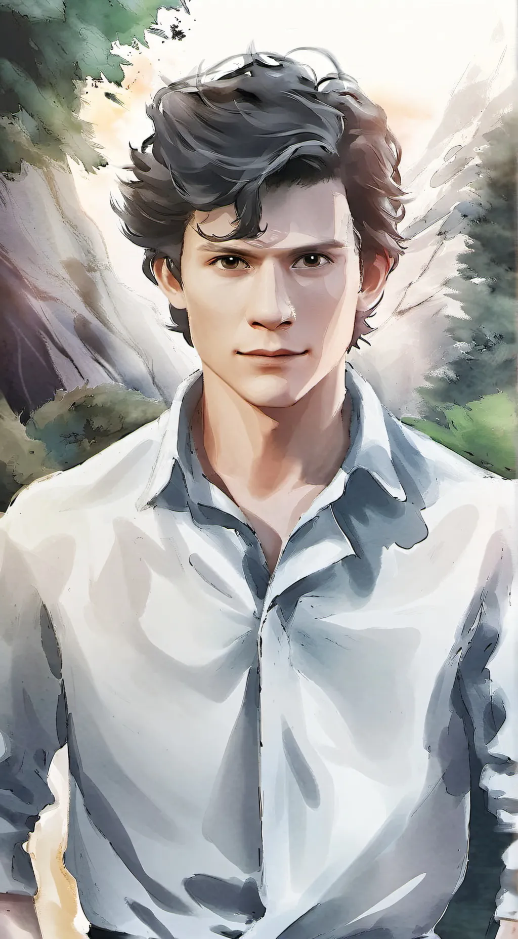 ai character: tom Holland  background