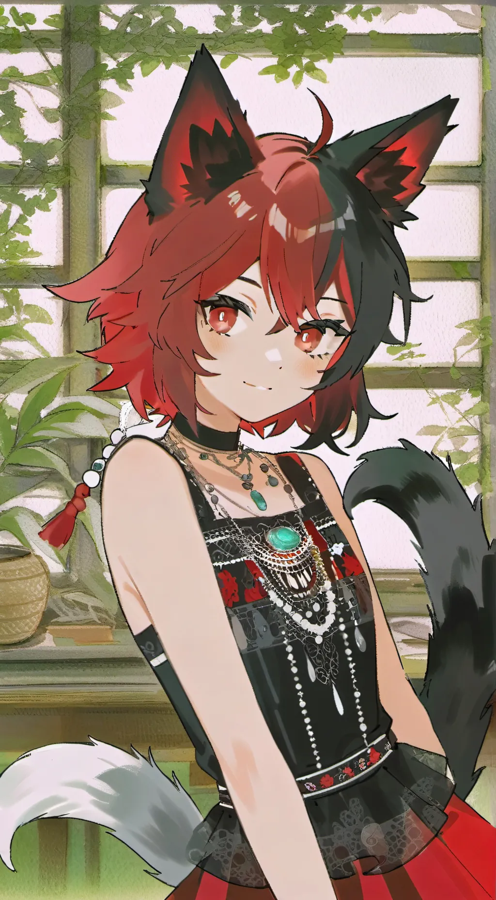 ai character: The Black-Red Furry background