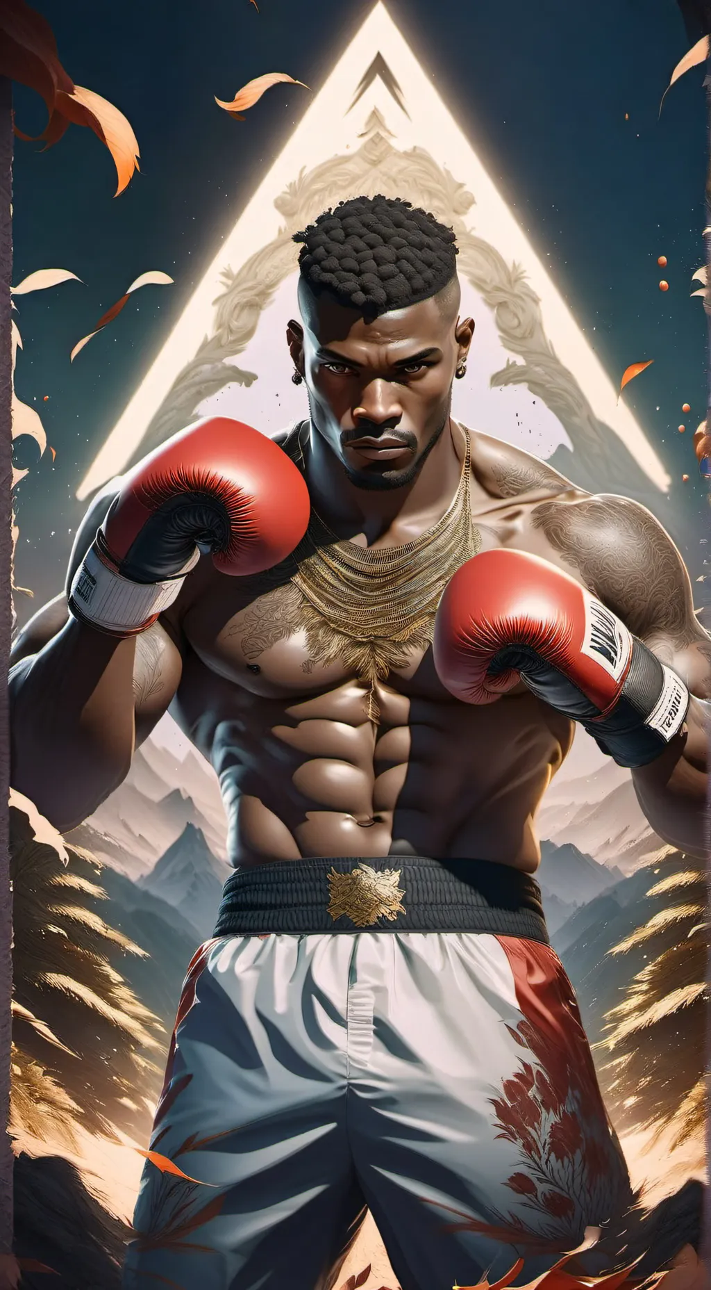ai character: Cocky boxer.       background