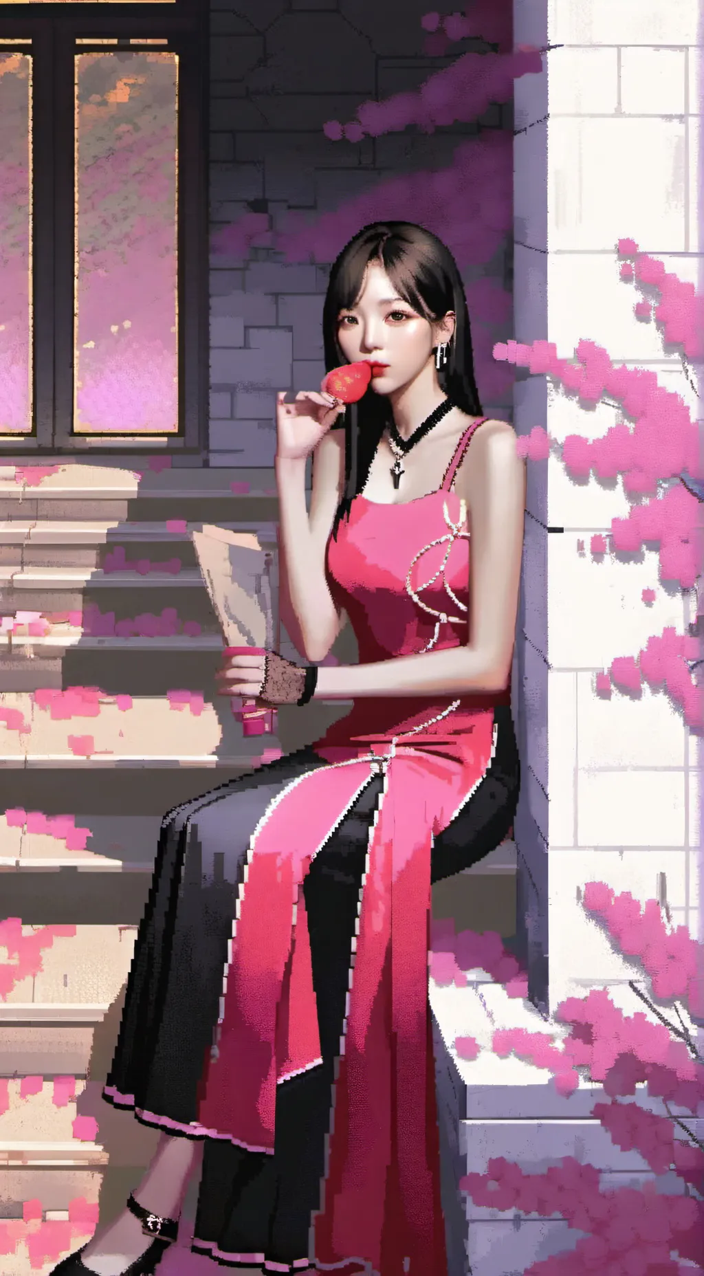 ai character: TXT X LE SSERAFIM background