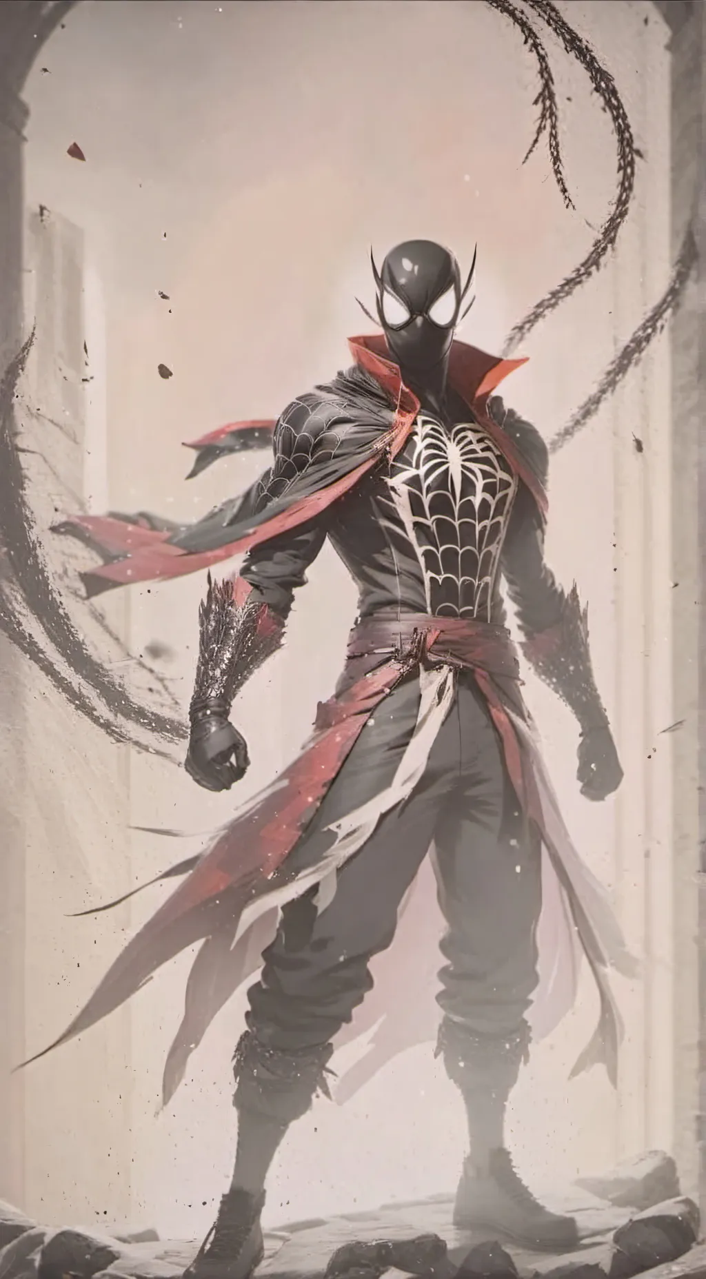 ai character: SPIDER -MANxVENOM background