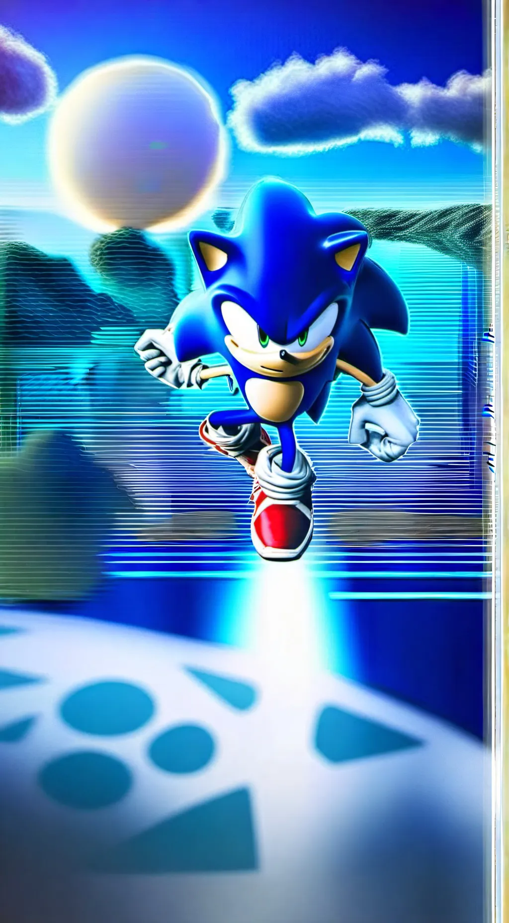 ai character: Sonic in avengers background