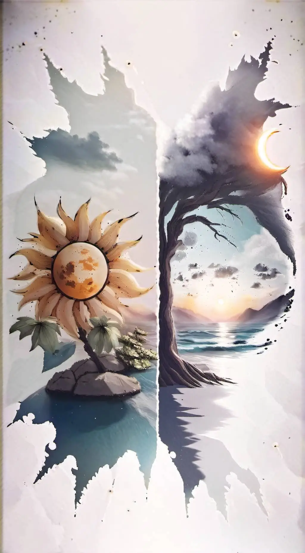 ai character: sun and moon background