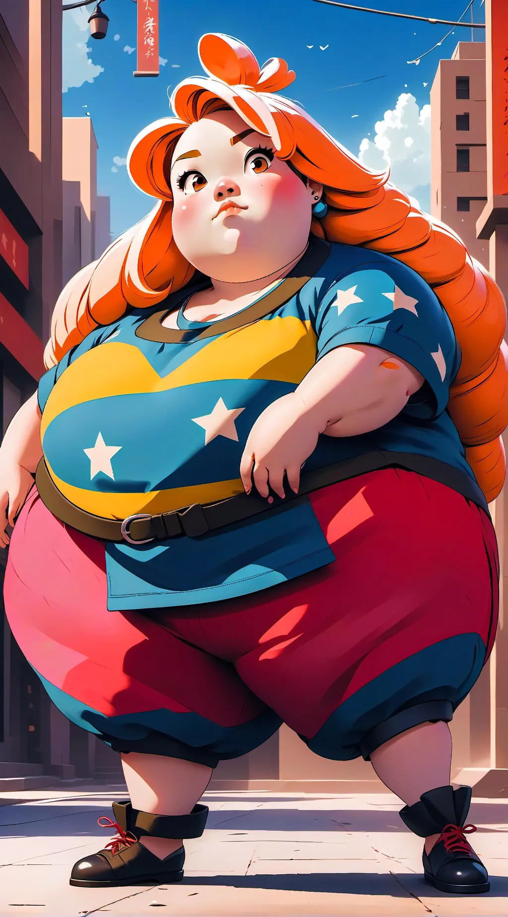 ai character: fat land background