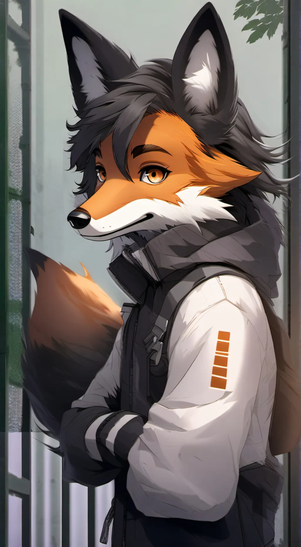 ai character: GlitchFox  background