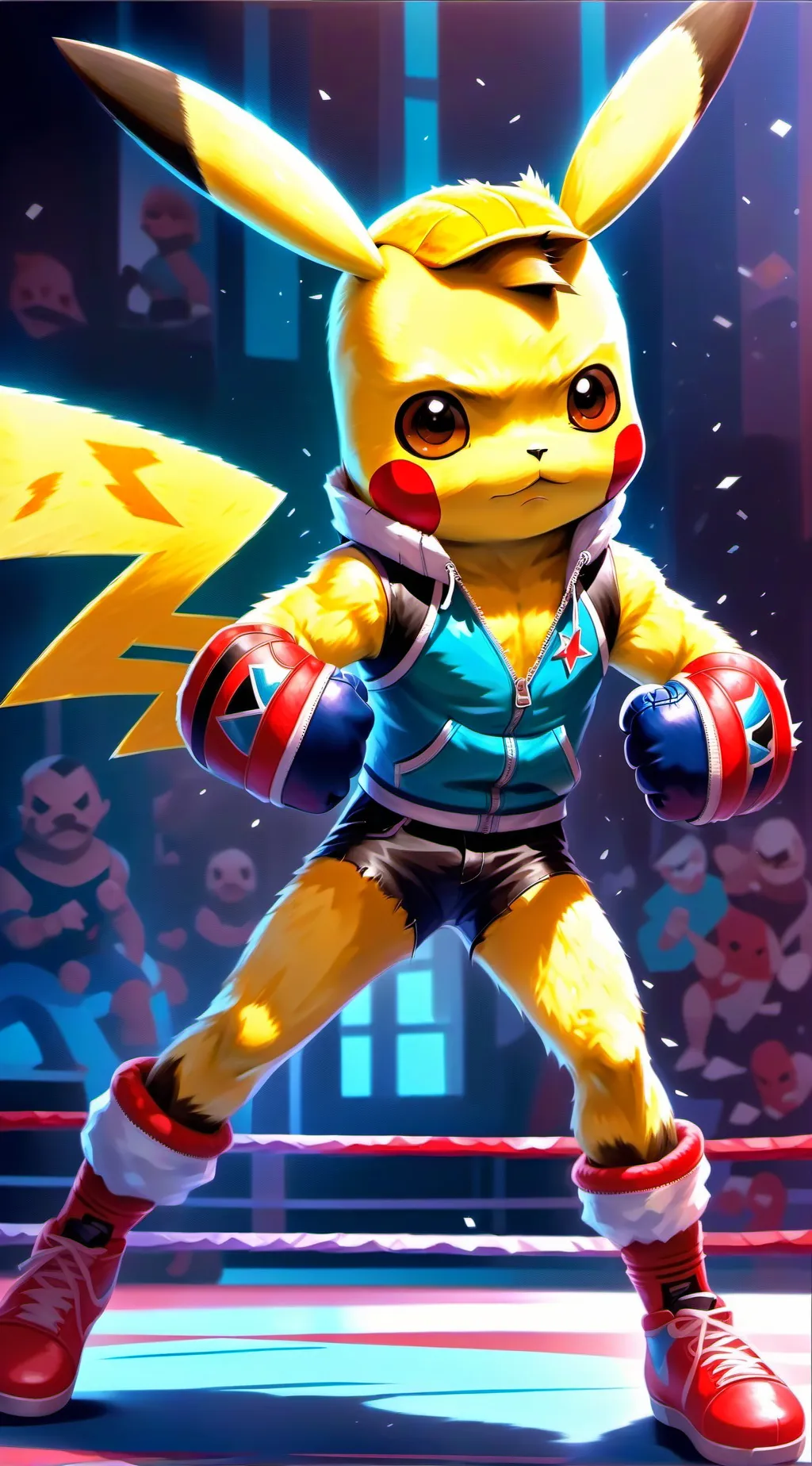 ai character: wrestling Pikachu background