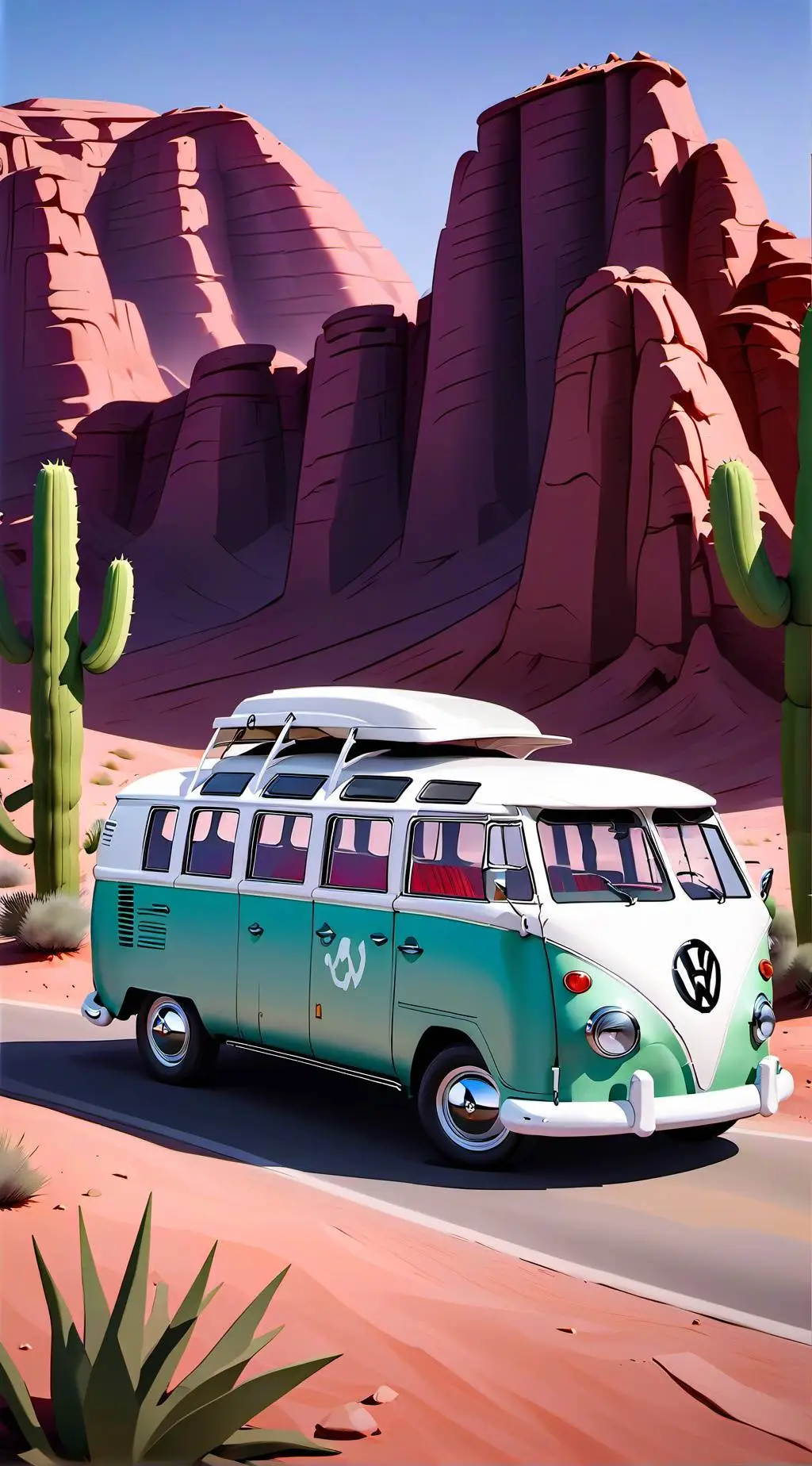 ai character: hippie bus background