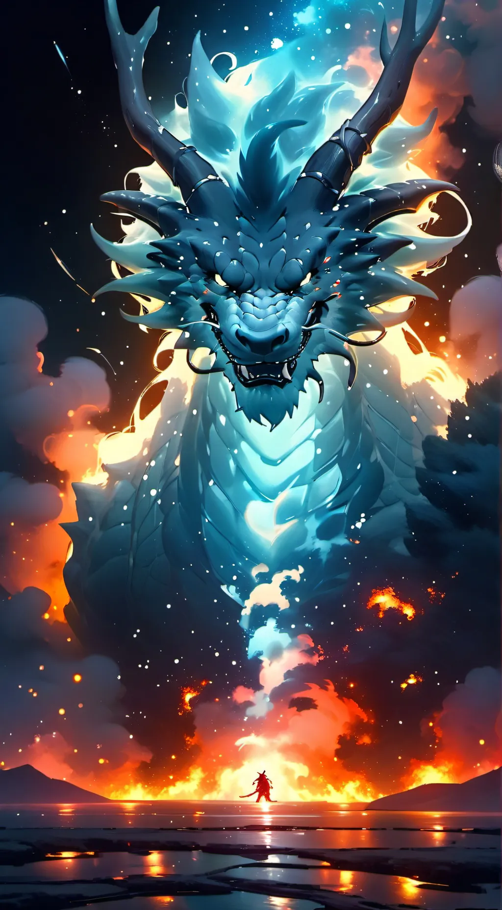ai character: dragon de fuego background