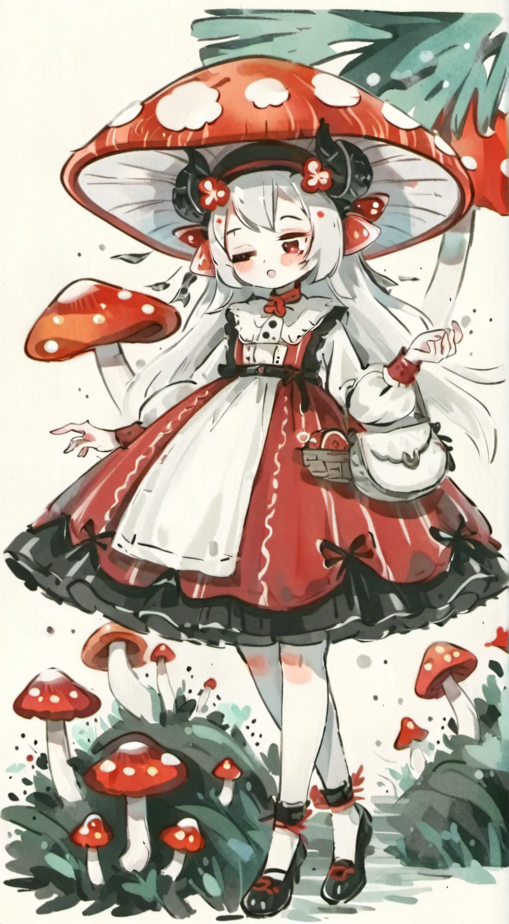 ai character: mushroom girl background