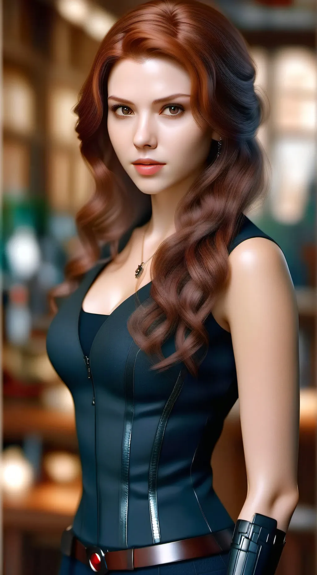 ai character: black widow  background