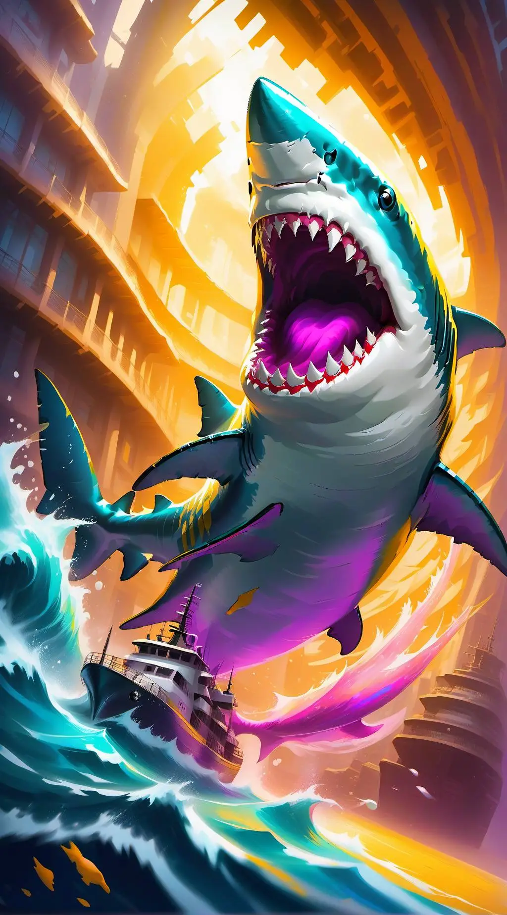 ai character: hungry Shark background