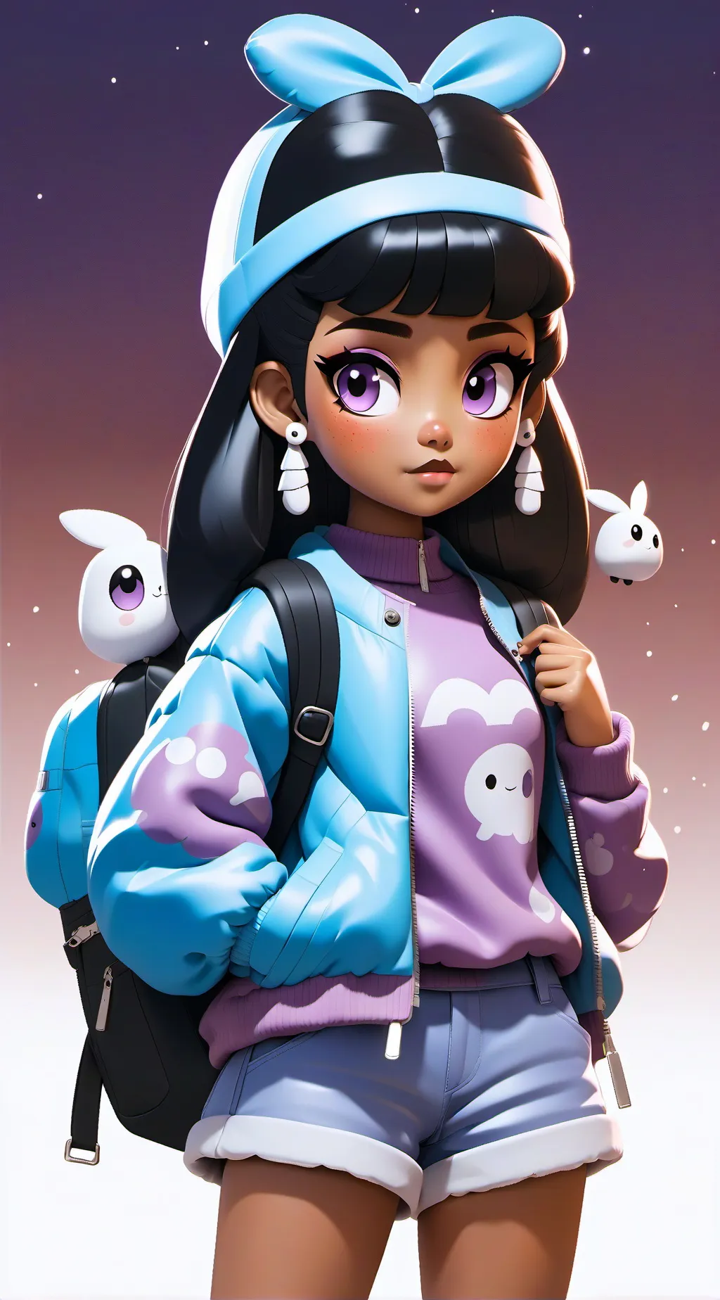 ai character: Nina purple good background