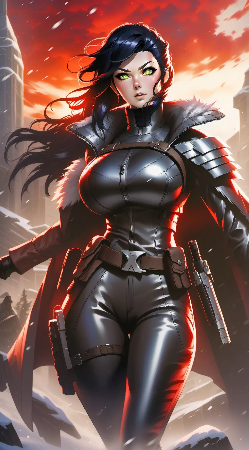 ai character: Winter fox  background