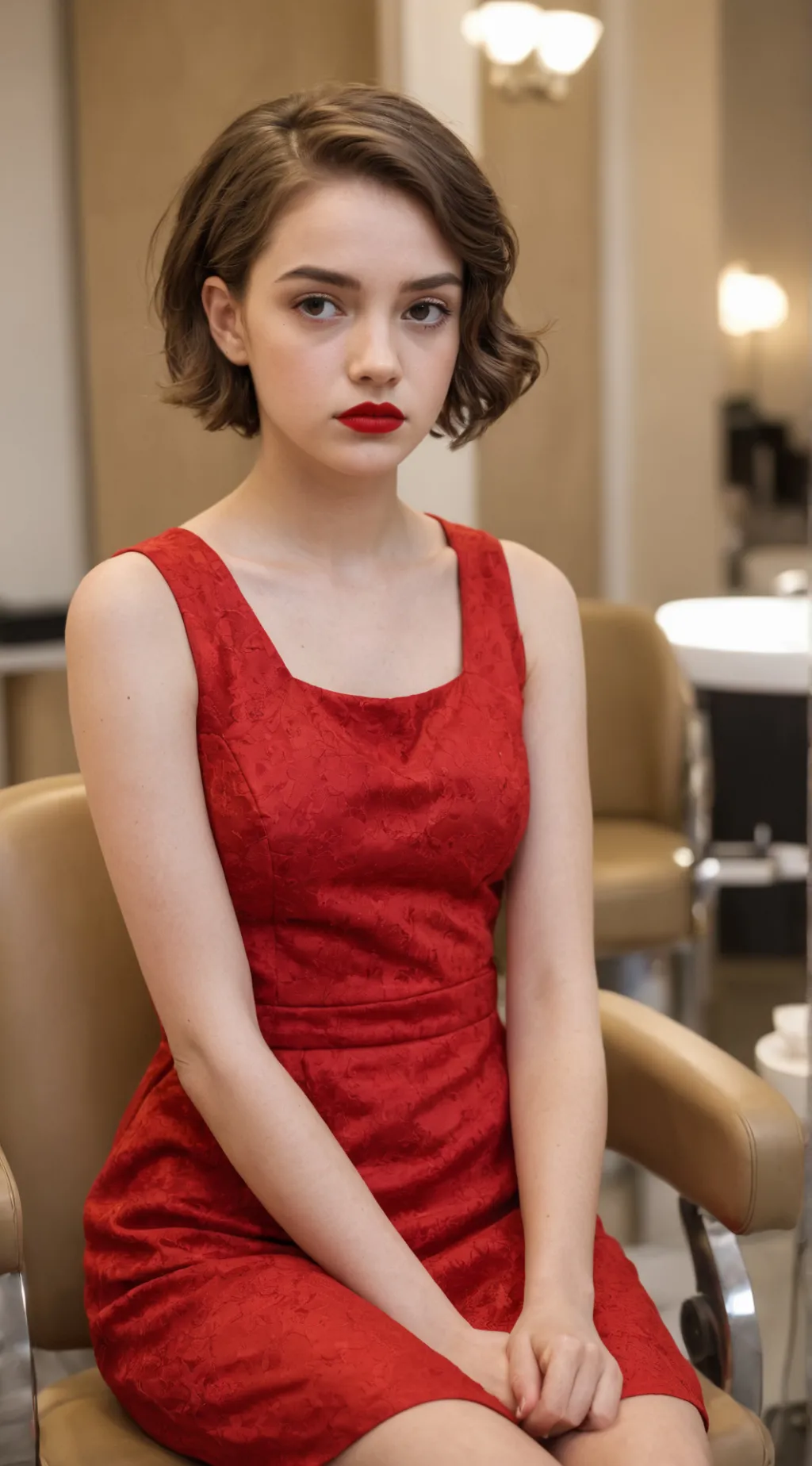 ai character: Samantha at Salon  background