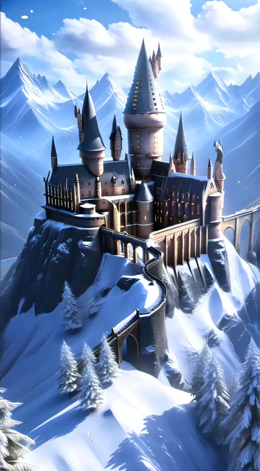 ai character: Christmas Hogwarts background