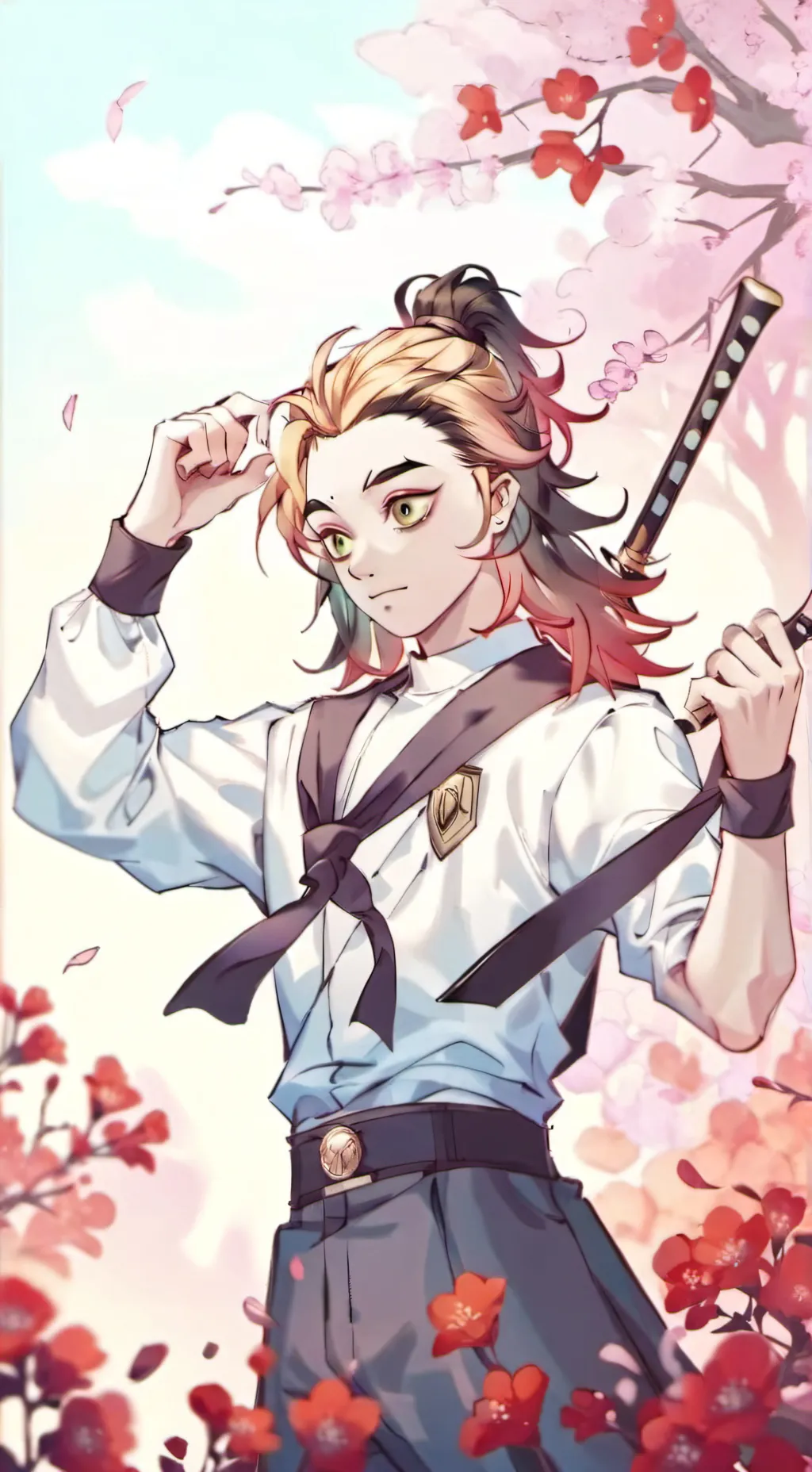 ai character: kiojuro x Akaza background