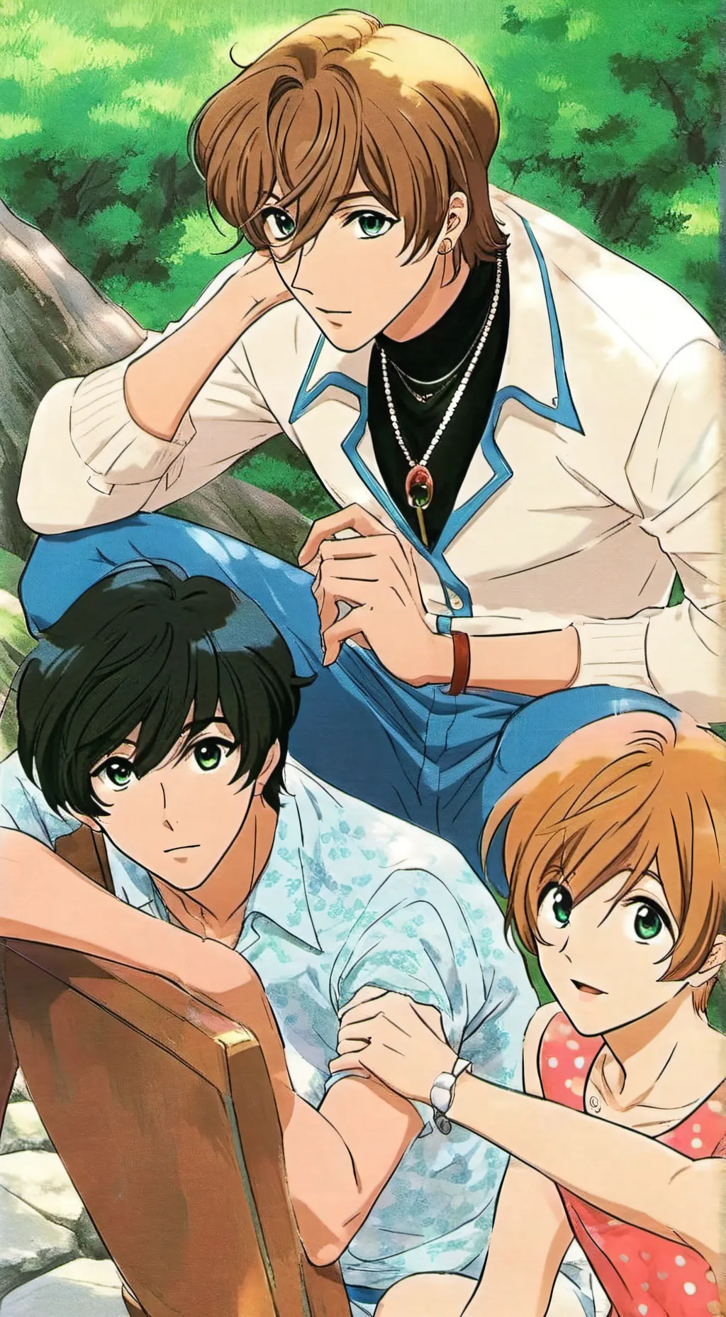 ai character: Boys sleep over background