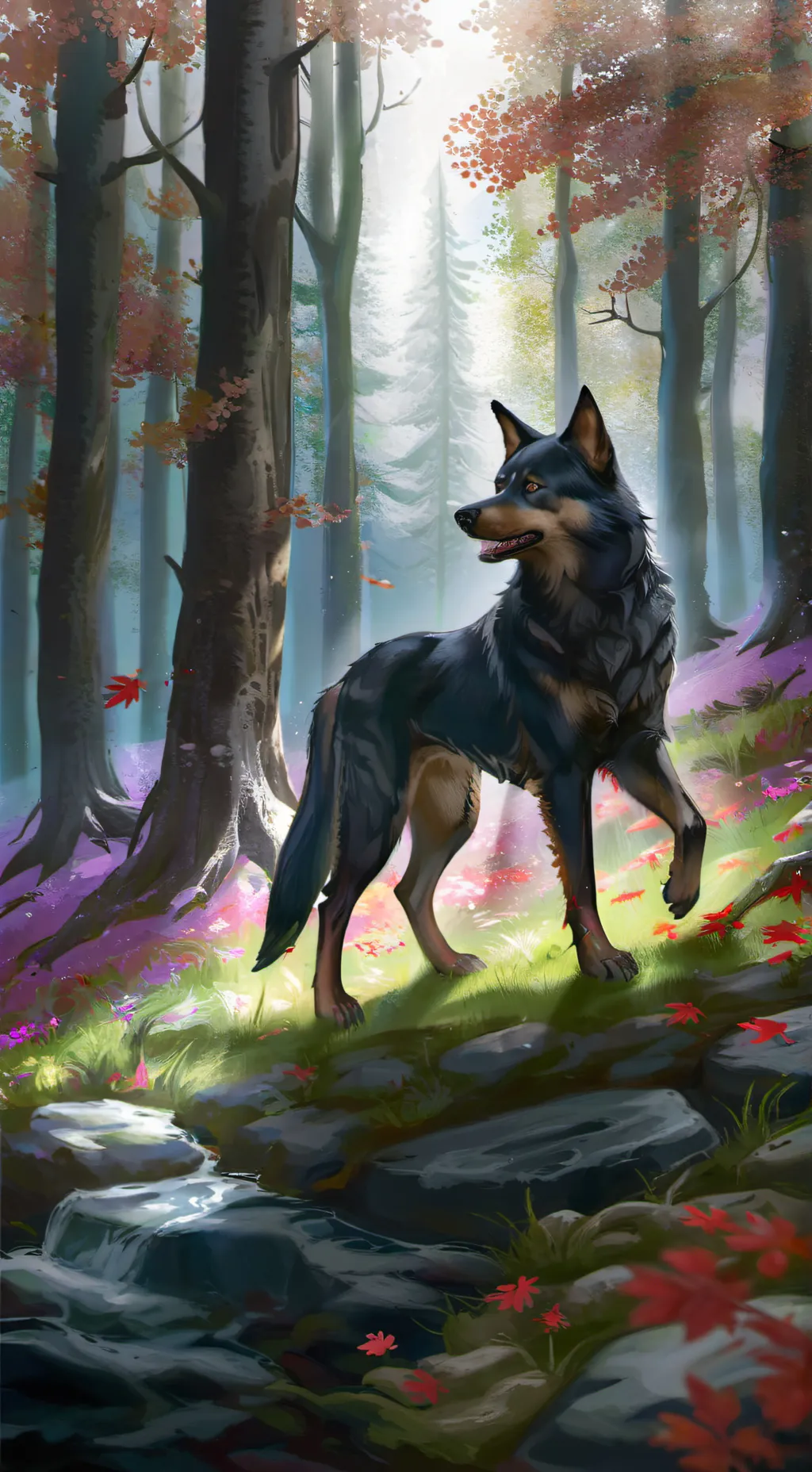 ai character: PJO finds a dog! background