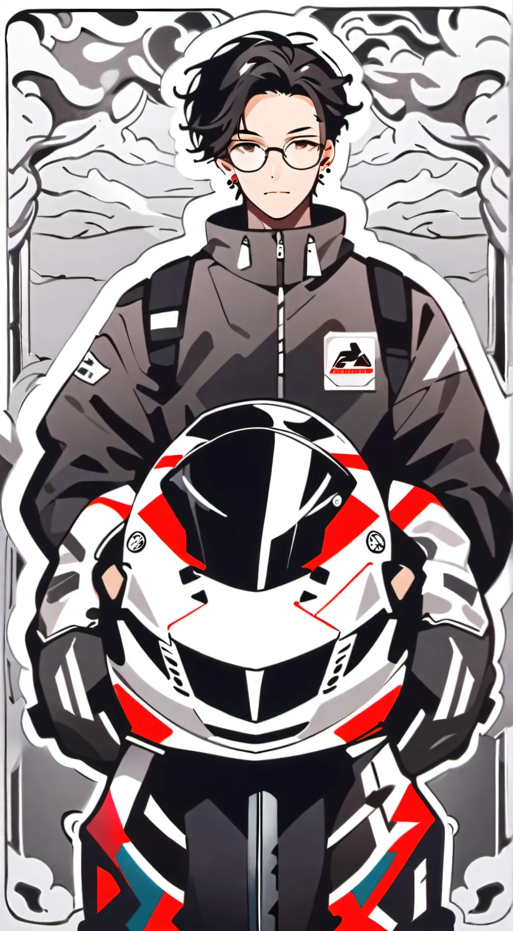 ai character: MHA MOTORCYCLIST background
