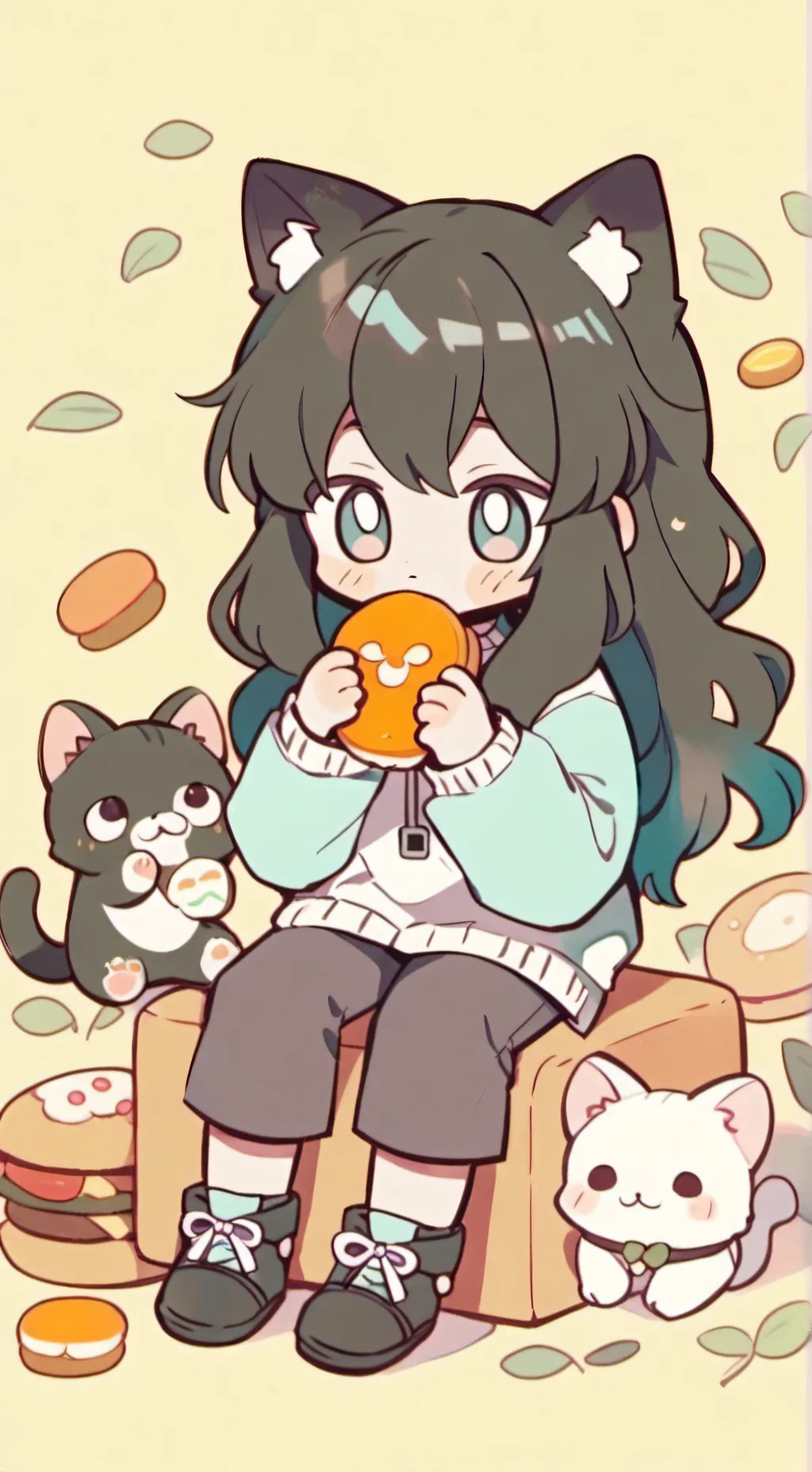 ai character: muichiro cat  background