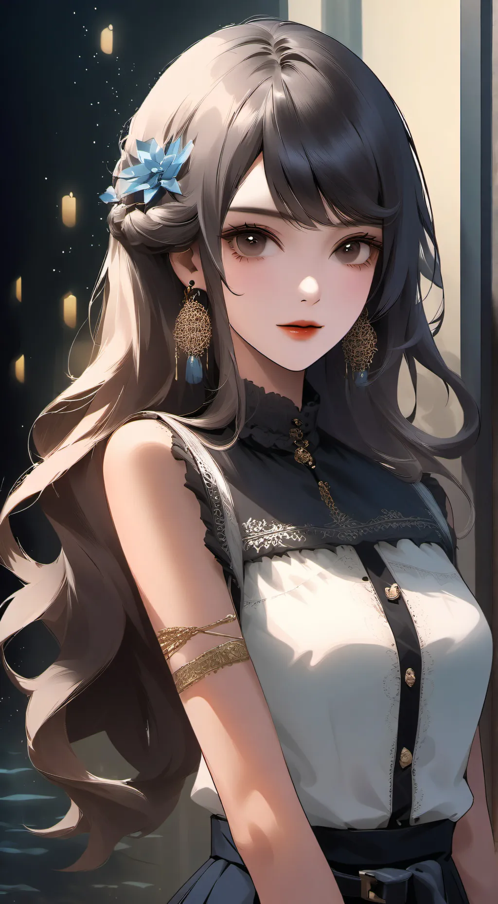 ai character: bleu background