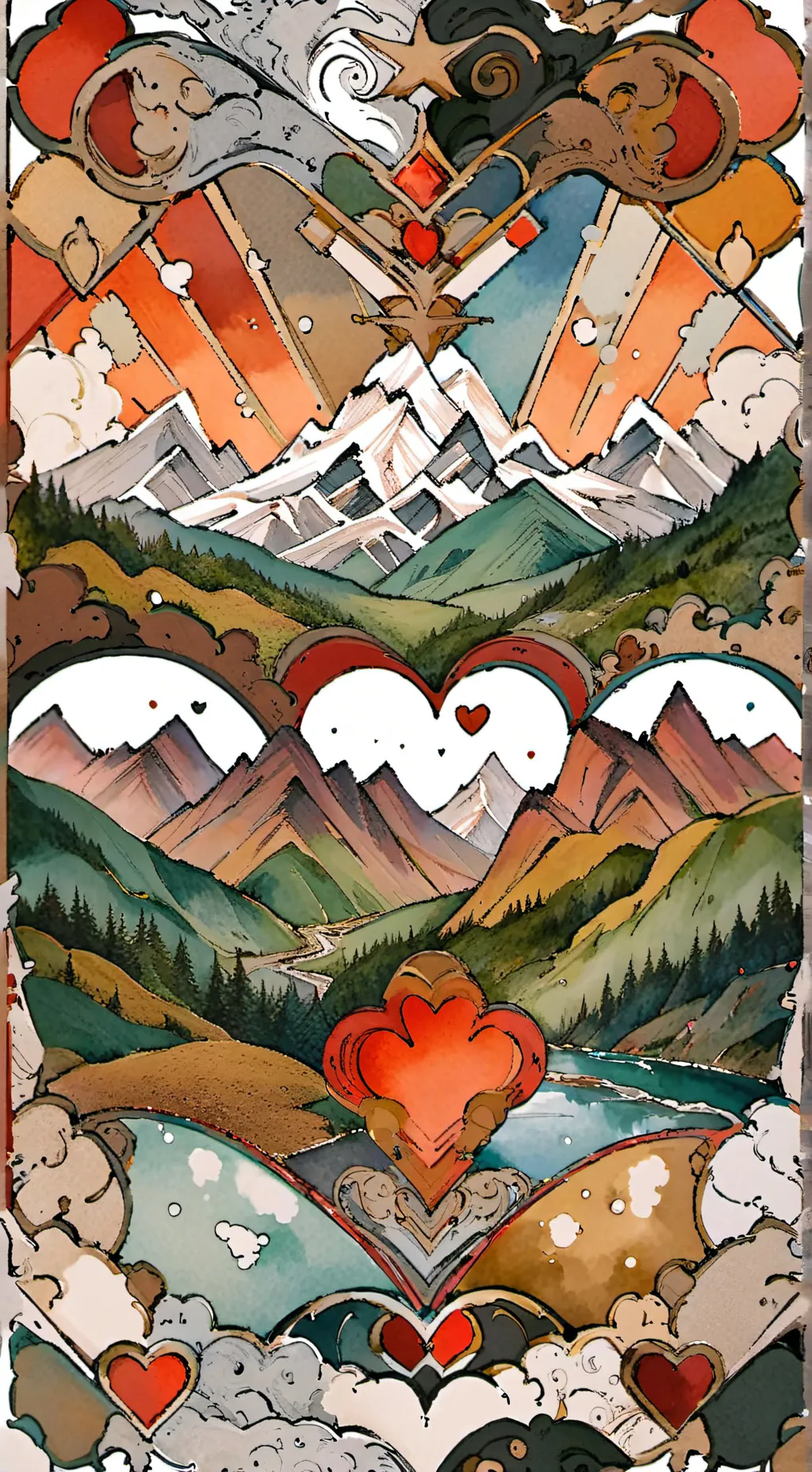 ai character: Valentines Mountai background