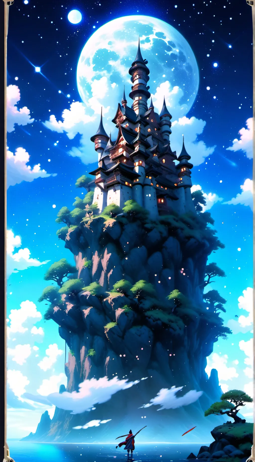 ai character: castle in the sky background