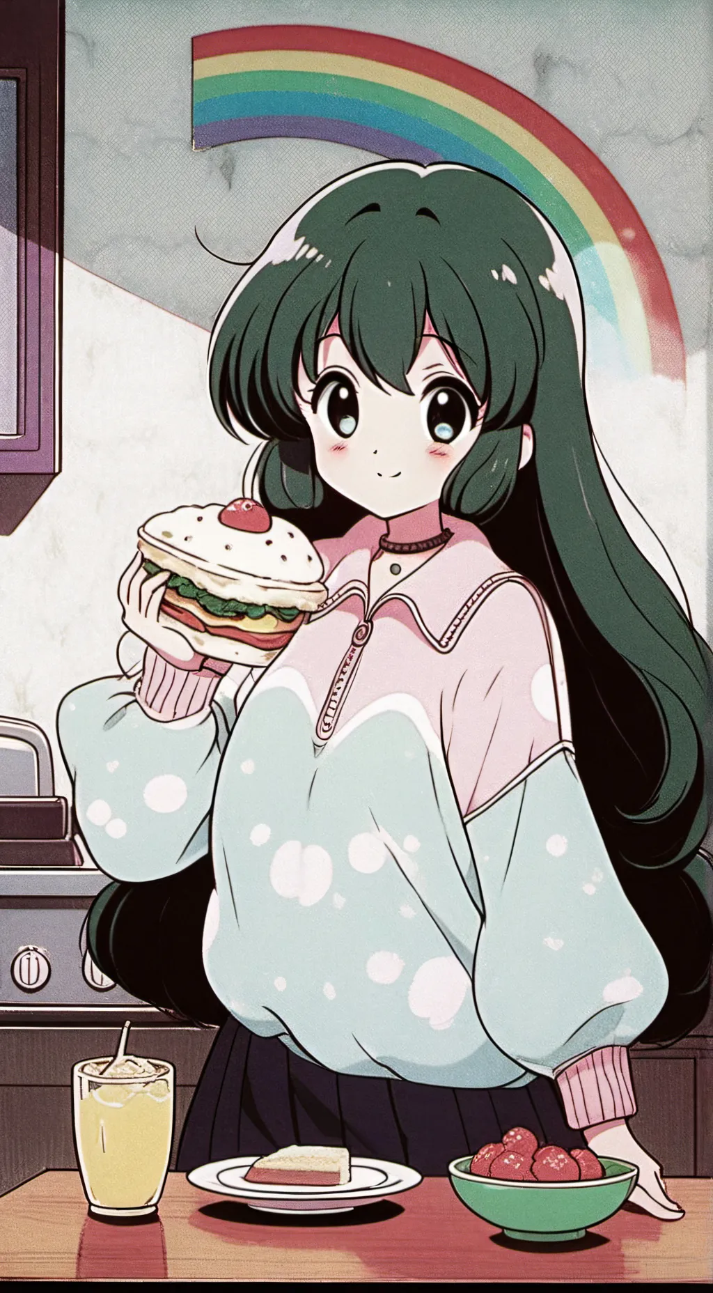 ai character: hungry rainbow Fr. background