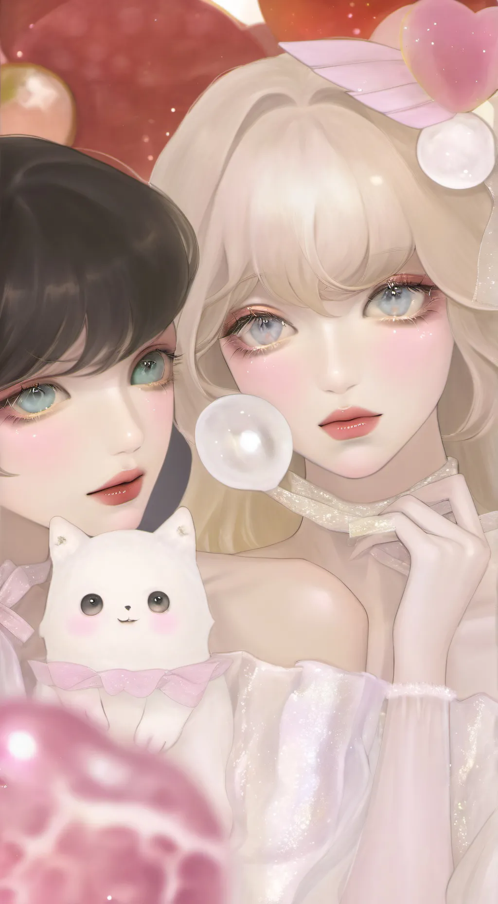 ai character: Lisa et Rosé background