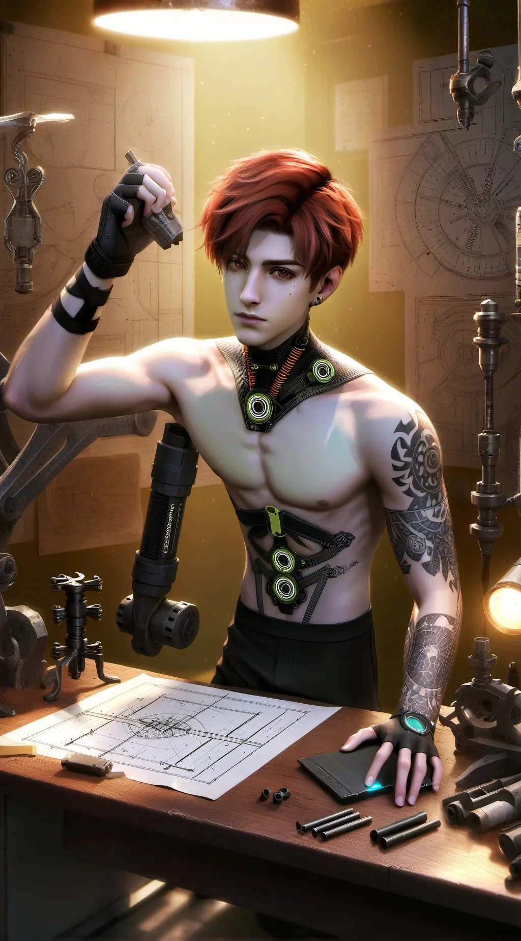 ai character: Iron Innovator: Rise of Fitness Tech Tycoon background