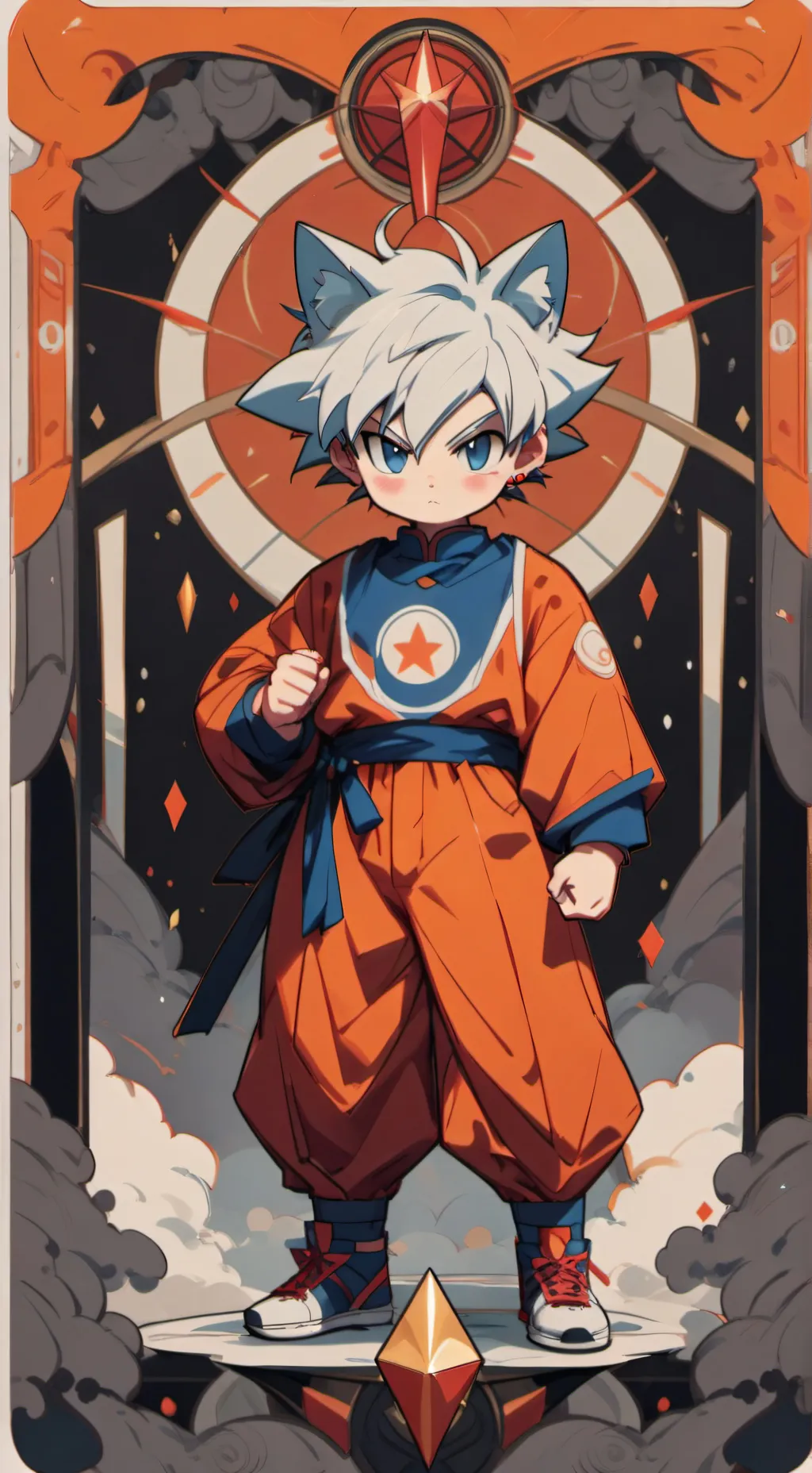 ai character: Goku kitty boxer background