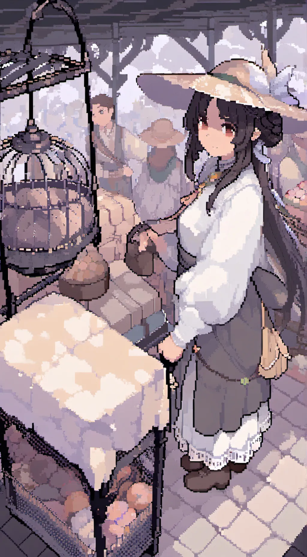 ai character: giant market background