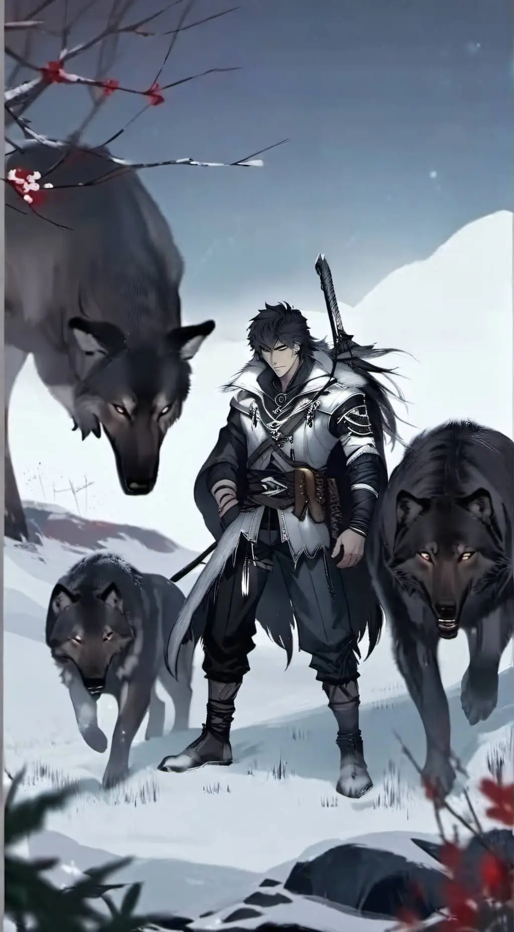 ai character: Direwolf boy background