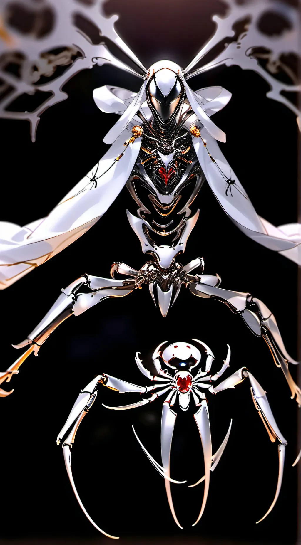 ai character: fire robot spider background