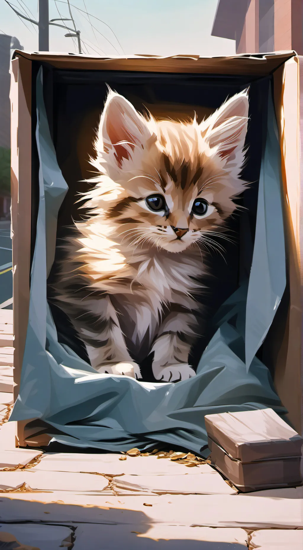 ai character: abandoned kitten background
