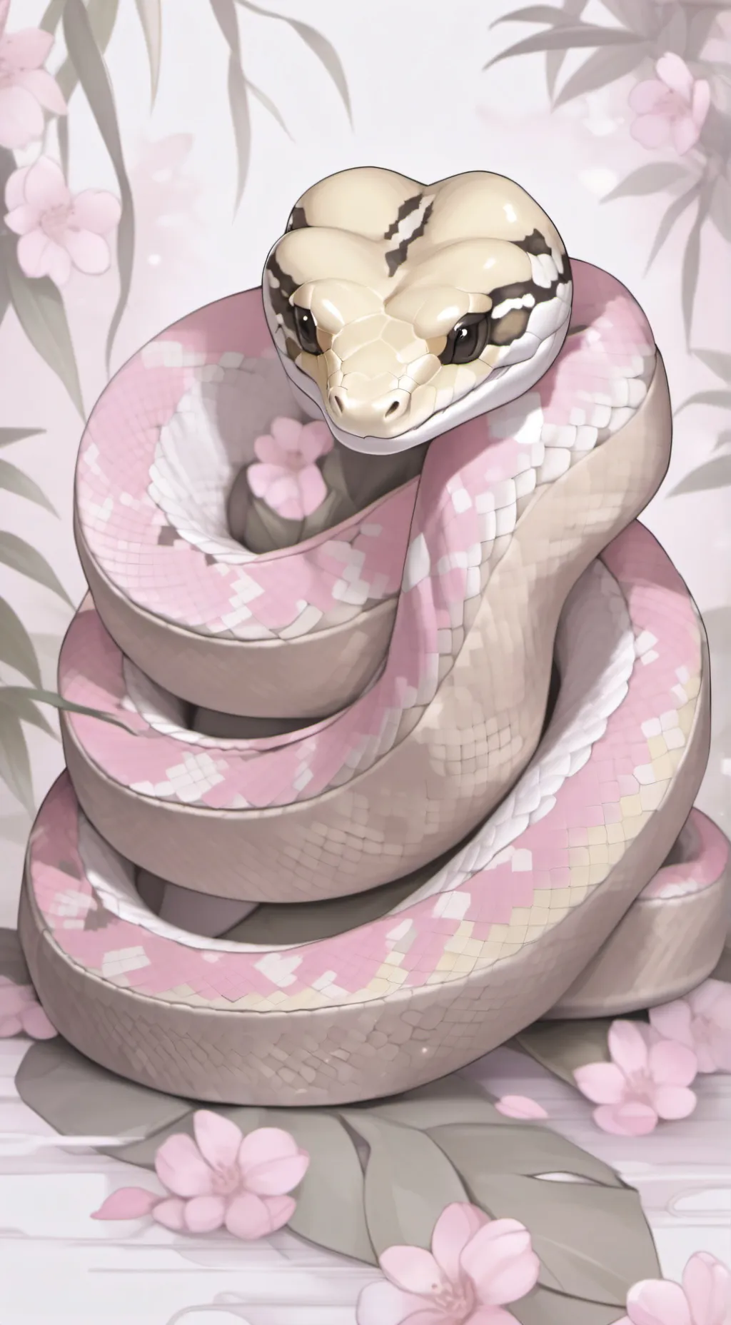 ai character: 9 babies snakes background